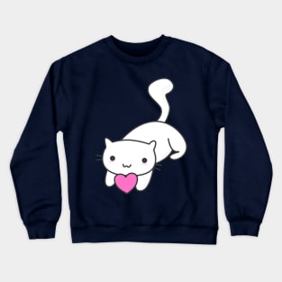 Cute Cat With Heart Crewneck Sweatshirt